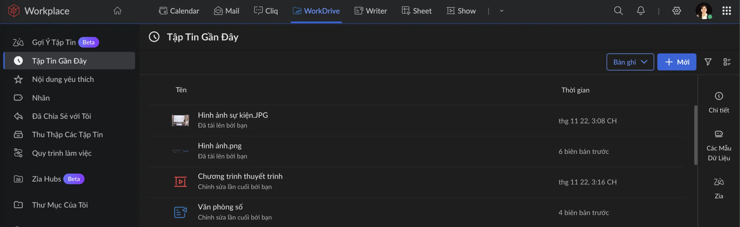 Quản lý và lưu trữ tác vụ thông minh cùng Zoho WorkDrive